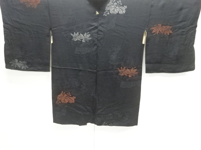 アンティーク　紋錦紗　桐模様織出し漆一つ紋羽織